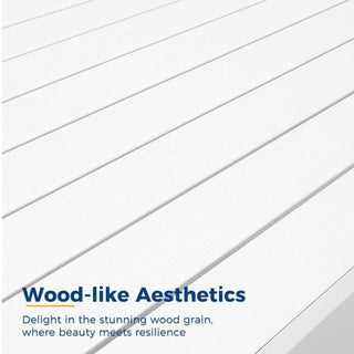 43" All-Weather Aluminum Patio Coffee Table, Modern White/Gray Rectangle Outdoor Table