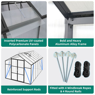 New-Design Walk-In Polycarbonate Greenhouse with Heavy-Duty Aluminum Frame – All-Season Garden & Backyard Greenhouse