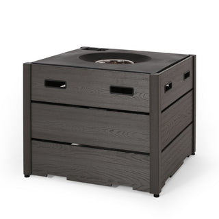 Outdoor 31" WPC Base Square Propane Fire Pit - 40,000 BTU, Wood-Looking/Grey