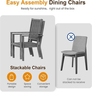 23" All-Weather Aluminum Patio Dining Chairs with Gray Cushions and Khaki/Gray Frame