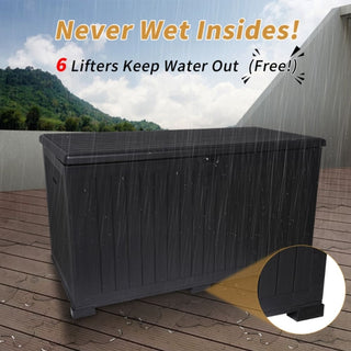 260 Gallon Waterproof Resin Outdoor Deck Box – Extra Large Patio Storage Container with Lockable Lid for Cushions, Pool Accessories & Garden Tools