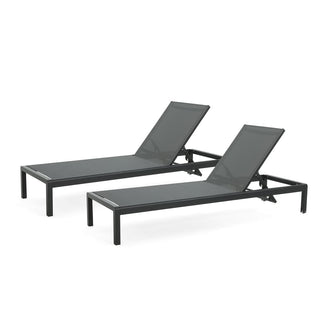 Outdoor Lounge Chair Set Of Two, Made Of Aluminum, Adjustable, Weather-Resistant And UV-Protected, With A Weight Capacity Of 400 Pounds