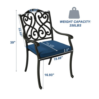 4 Piece Cast Aluminum Outdoor Dining Chairs with Cushion