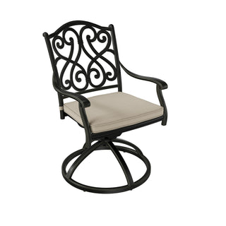 2-Piece Cast Aluminum Patio Swivel Chair Set with Cushions, Outdoor 360° Rockers