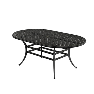 72" Cast Aluminum Outdoor Dining Table – Oval Patio Table with Umbrella Hole