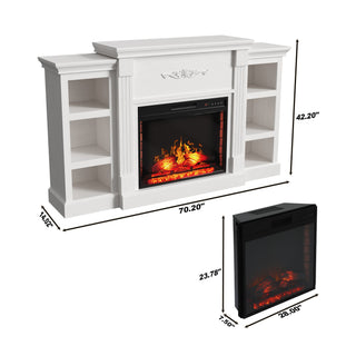 70.2 Inch W Brown/White MDF Wood TV Stand with Fan-forced Electric