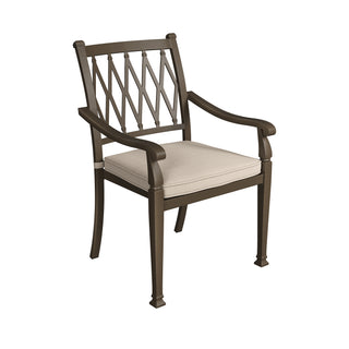 5-Piece Outdoor Patio Dining Set, Cast Aluminum 48" Round Table with Umbrella Hole and 4 Upholstered Chairs