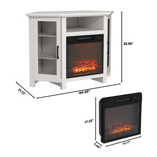 44.5 Inch MDF Wood Cabinet TV Stand with Electric Fireplace - Brown/White Finish