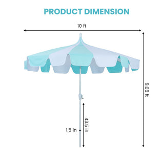 10FT Pagoda Patio Umbrella with Crank Lift & Tilt – Adjustable Outdoor Market Umbrella in Mint Green, Navy Blue & Black