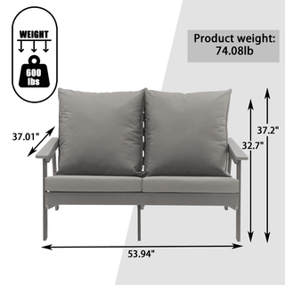 HIPS Wood-Look Outdoor Patio Sofa with Deep Cushions – Modern Garden & Balcony Seating
