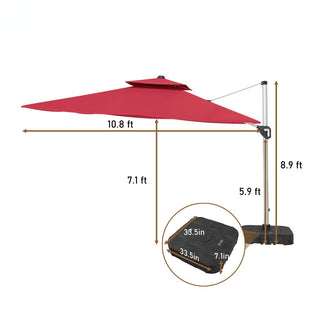 11 FT Square Patio Umbrella with Double-Top Vent – Large Outdoor Market Umbrella for Patio, Garden, Deck & Poolside