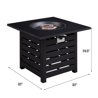 32-inch Square 50,000 BTU Auto-Ignition Propane Gas Fire Pit Table
