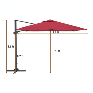 10 FT Square Cantilever Patio Umbrella - Red