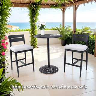 Modern 2-Piece Outdoor Aluminum Bar Stools with Sunbrella Cushions – Ergonomic Patio Bar Chairs in Black/Beige/Red