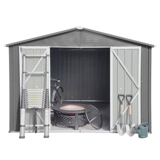Mondawe 12ft x 10ft Metal Garden Storage Shed, Outdoor Tool Storage House with Double Doors and Air Vents
