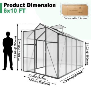 Walk-In Outdoor Polycarbonate Greenhouse with Aluminum Frame – Adjustable Vents, Lockable Door & UV Protection for Backyard
