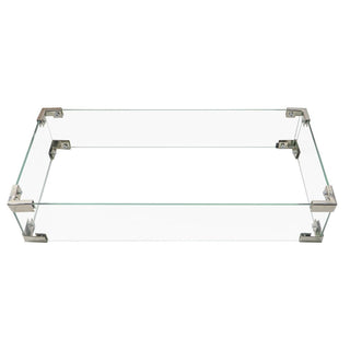 43" Propane Gas Fire Pit Table, 60000 BTU Rectangular Open Weave Wicker Fire Pit with Glass Wind Guard for Outside Patio Deck Garden Backyard