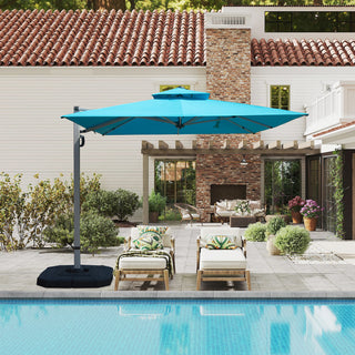 Aluminum Cantilever Patio Umbrella with Tilt Function – Outdoor Offset Market Umbrella for Backyard, Deck & Pool (Base Not Included)