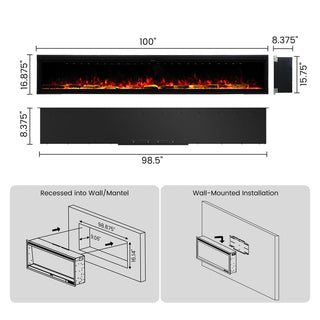 Smart Electric Fireplace with 13 Flame Colors, WiFi & Voice Control, 750W/1500W Heater, LED Ember Bed & Remote