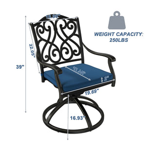 7-Piece Outdoor Dining Set with Cushions – Cast Aluminum Table & Chairs