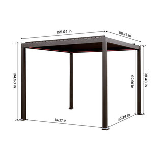 Motorized Aluminum Louvered Pergola with Integrated LED Lights – Modern Adjustable Outdoor Patio Gazebo