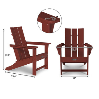 4.7 Inch Wide Arm Modern Red Adirondack Chair, All Weather Plastic Patio Chair
