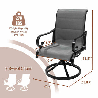 Outdoor Aluminum Swivel Chair Set with Textilene Backrest – 360° Patio Chairs with Cushions
