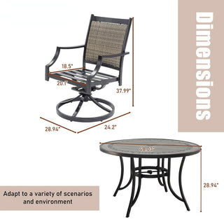 5-Piece Mondawe Outdoor Aluminum Swivel Dining Set with Textilene Cushioned Chairs & Round Table