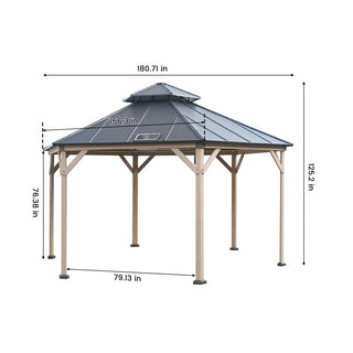 Hexagon Hardtop Gazebo with Solar LED Light – Modern Outdoor Patio Gazebo for Backyard