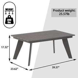 40-Inch Outdoor Rectangular Resin Coffee Table for Patio, Deck & Backyard