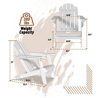 HDPE Plastic Adirondack Chair with Cup Holder and Umbrella Hole
