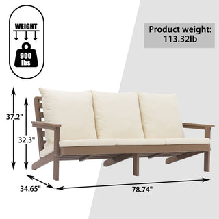 HIPS Wood-Look Outdoor Patio Sofa with Deep Cushions – Modern Garden & Balcony Seating