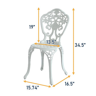 2-Piece Antique Bronze/White Cast Aluminum Stackable Outdoor Dining Chairs with Elegant European-Style Design for Patio & Garden