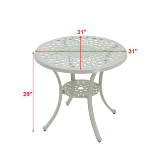31" Round Cast Aluminum Outdoor Bistro Table with 1.9" Umbrella Hole, Antique Bronze Patio Table
