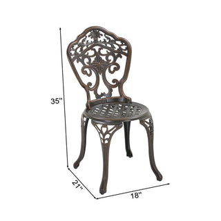2-Piece Antique Bronze/White Cast Aluminum Stackable Outdoor Dining Chairs with Elegant European-Style Design for Patio & Garden