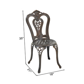 Mondawe 2-Piece Antique Bronze/White Cast Aluminum Stackable Outdoor Dining Chairs with Vintage European-Style Pattern for Patio & Garden