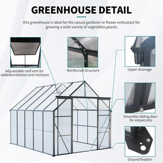 Double Door Polycarbonate Greenhouse Raised Base and Anchor Aluminum Heavy Duty Walk-in Greenhouses for Outdoor Backyard in All Season