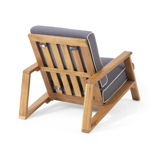 Patio Lounge Chair, Outdoor Club Chair with Cushion and Teak Acacia Wood Frame