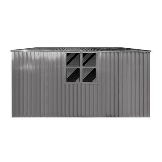 Mondawe 2-in-1 Metal Outdoor Storage Shed and Firewood Shed, Grey Dual-Use Design for Winter Use