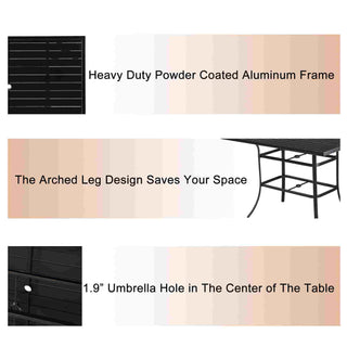 5-Piece Outdoor Cast Aluminum Dining Set – Black Swivel Chairs & Table for Patio