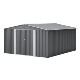 12 x 14 FT Outdoor Metal Storage Shed, Heavy-Duty Garden Tool Shed with Lockable Double Doors, Waterproof Yard Storage Building for Patio, Backyard & Lawn