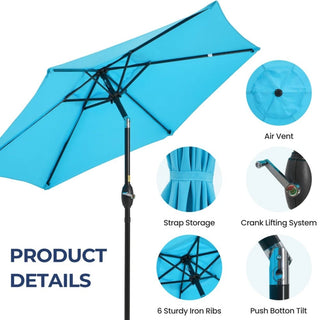 7.5 Ft Black Market Umbrella with Crank Lift & Tilt. UV-Resistant Canopy for Pool, Backyard & Patio Without base