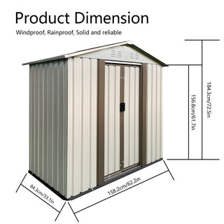 5x3 FT White Outdoor Garden Storage Shed with Apex Roof, Compact Metal Tool Shed for Backyard, Patio & Lawn Storage