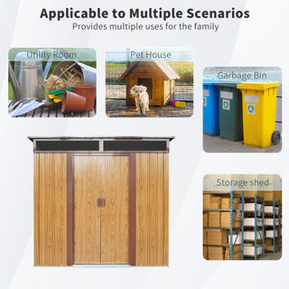 Outdoor Metal Storage Shed 6X5 FT with Window & Skylight Panel, Waterproof Tool Storage for Lawn & Patio