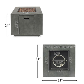 Outdoor Patio Propane Fire Pit 24'' H x 33'' W Square Iron Gas-burning Fire Pit - 50,000 BTU, Tank in side, Dark Gray/Grey