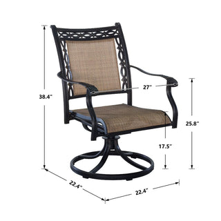 Outdoor Cast Aluminum Swivel Dining Chairs Set (2/4/6 PCS) with Cushions – 360° Rotation, Rust-Resistant Patio Seating