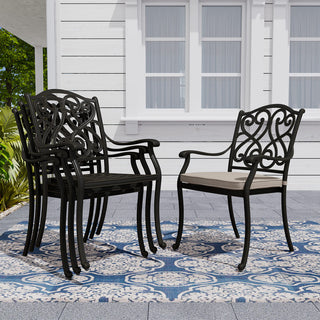 7-Piece Outdoor Dining Set with Cushions – Cast Aluminum Table & Chairs
