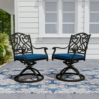 2-Piece Cast Aluminum Patio Swivel Chair Set with Cushions, Outdoor 360° Rockers