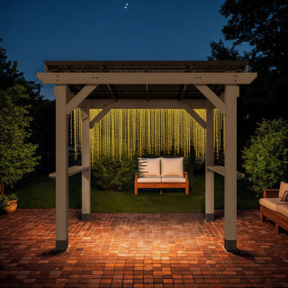AeroEave Outdoor Cedar Wooden Hardtop Gazebo with Pitched Galvanized Steel Roof