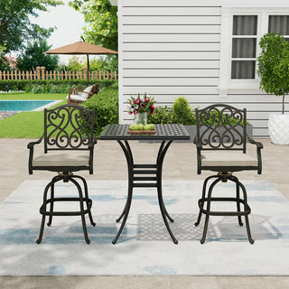 Square Outdoor Table Bar Stool 29-in W x 29-in L with Umbrella Hole